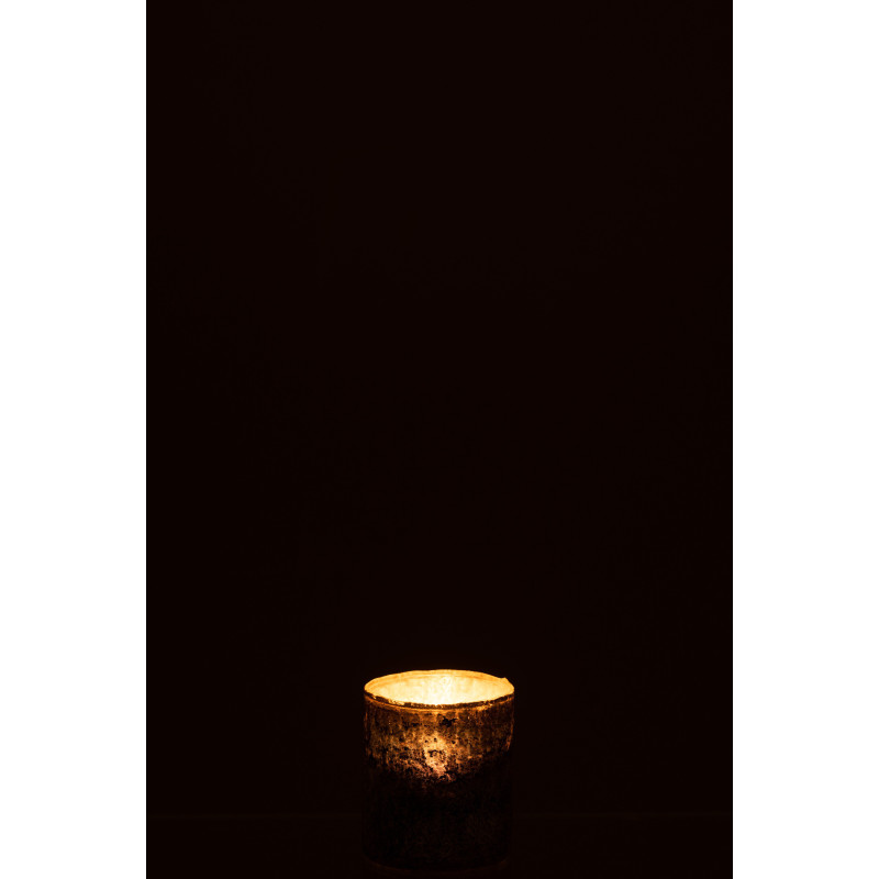 Photophore en verre effet fumé bleu gris Ø7 x H8 cm Noxalis 