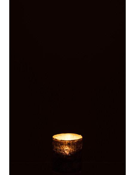 Photophore en verre effet fumé bleu gris Ø7 x H8 cm Noxalis 