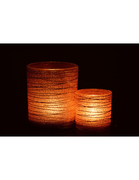 Photophore en verre terracotta lignes dorées Ø10 x H12 cm Soléa 