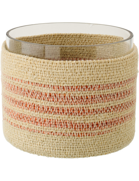 Photophore en fibres naturelles et verre terracotta Ø15 cm Marévia 