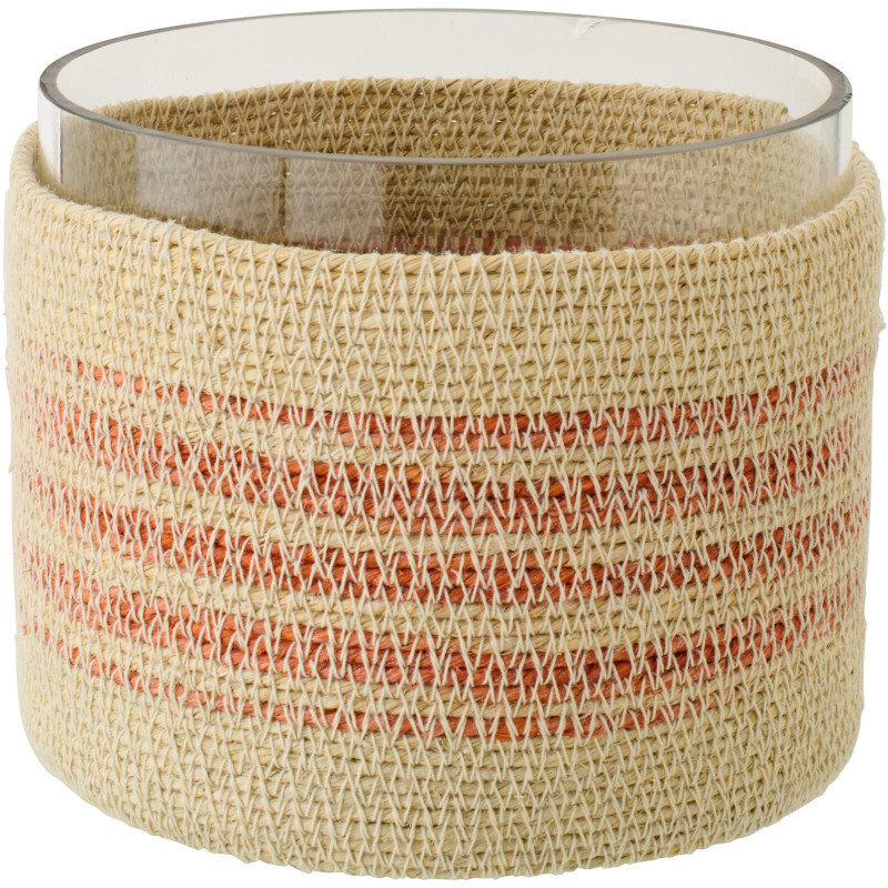 Photophore en fibres naturelles et verre terracotta Ø15 cm Marévia 