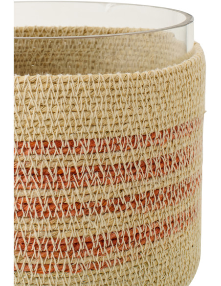 Photophore en fibres naturelles et verre terracotta Ø15 cm Marévia 