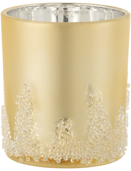 Photophore en verre givré doré Ø9 x H10 cm Crysalis 