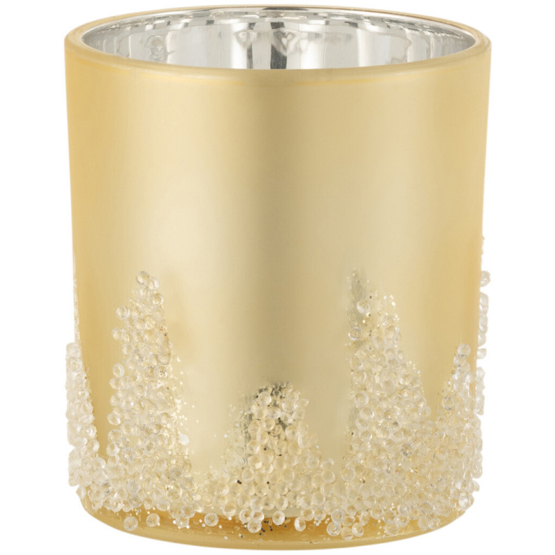 Photophore en verre givré doré Ø9 x H10 cm Crysalis 
