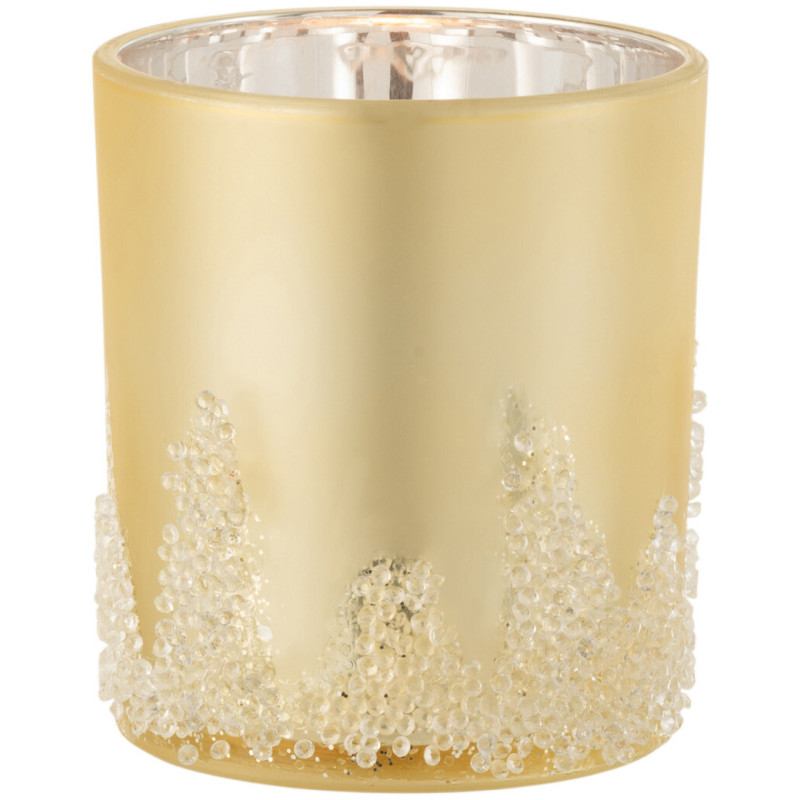 Photophore en verre givré doré Ø9 x H10 cm Crysalis 