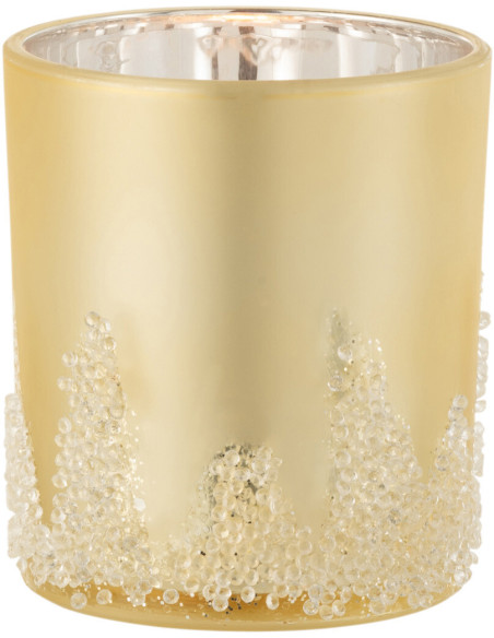 Photophore en verre givré doré Ø9 x H10 cm Crysalis 