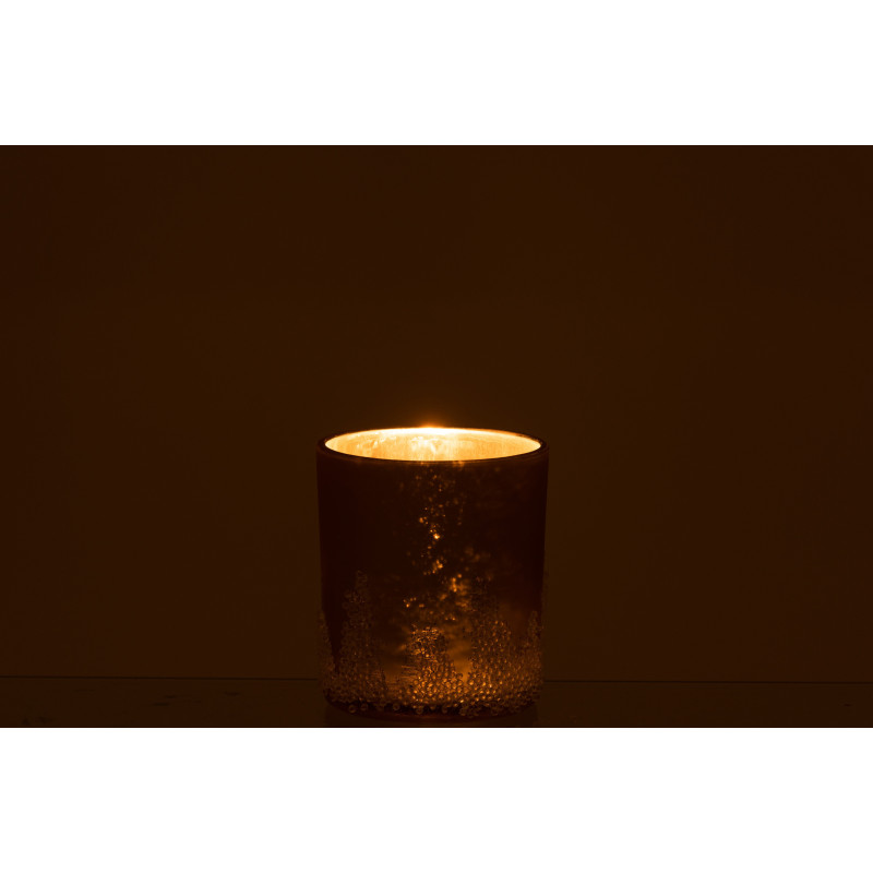 Photophore en verre givré doré Ø9 x H10 cm Crysalis 