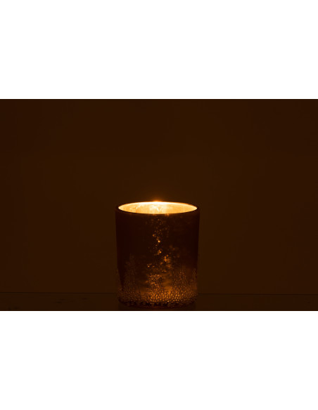Photophore en verre givré doré Ø9 x H10 cm Crysalis 