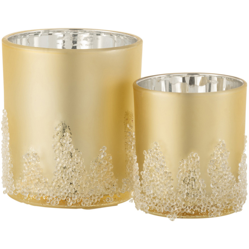 Photophore en verre givré doré Ø9 x H10 cm Crysalis 