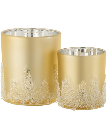 Photophore en verre givré doré Ø9 x H10 cm Crysalis 