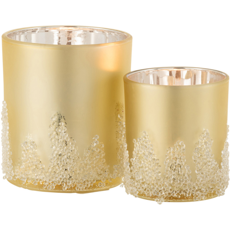 Photophore en verre givré doré Ø9 x H10 cm Crysalis 