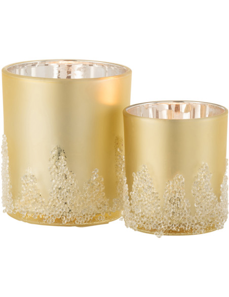 Photophore en verre givré doré Ø9 x H10 cm Crysalis 