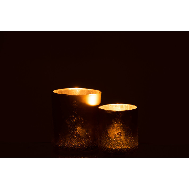 Photophore en verre givré doré Ø9 x H10 cm Crysalis 