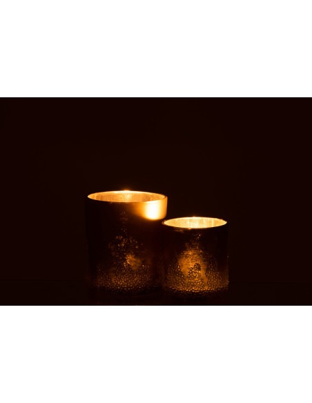 Photophore en verre givré doré Ø9 x H10 cm Crysalis 