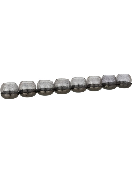 Photophore 8 boules en verre craquelé noir support métal L71 cm Orbélis 