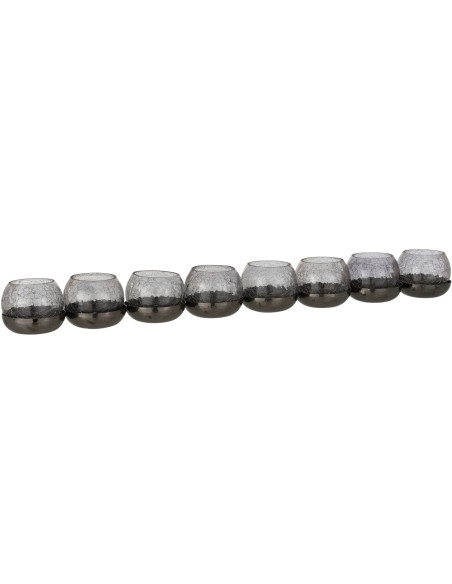 Photophore 8 boules en verre craquelé noir support métal L71 cm Orbélis 