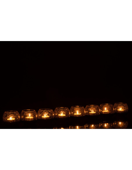 Photophore 8 boules en verre craquelé noir support métal L71 cm Orbélis 