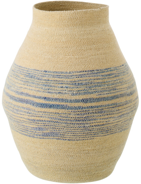 Panier décoratif en fibres naturelles motifs bleu Ø40 x H50 cm Marévia 