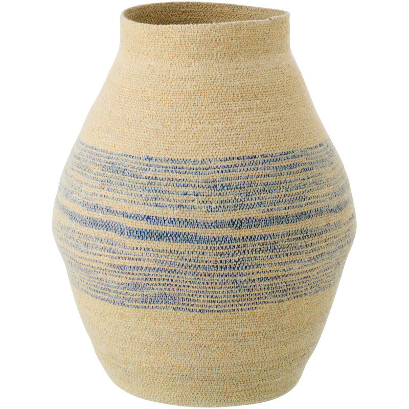 Panier décoratif en fibres naturelles motifs bleu Ø40 x H50 cm Marévia 