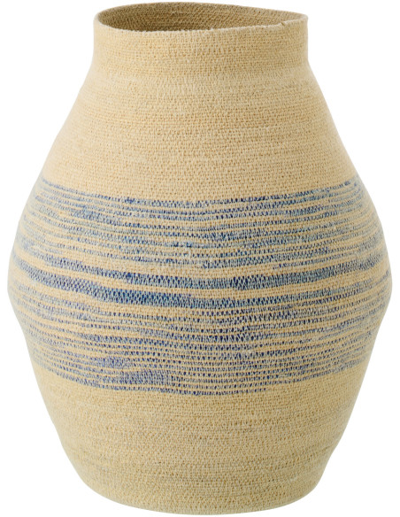 Panier décoratif en fibres naturelles motifs bleu Ø40 x H50 cm Marévia 