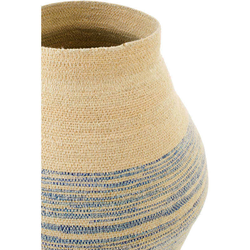 Panier décoratif en fibres naturelles motifs bleu Ø40 x H50 cm Marévia 