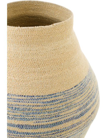 Panier décoratif en fibres naturelles motifs bleu Ø40 x H50 cm Marévia 