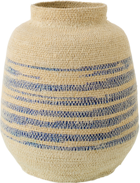 Panier décoratif en fibres naturelles motifs bleu Ø23 x H29 cm Marévia 