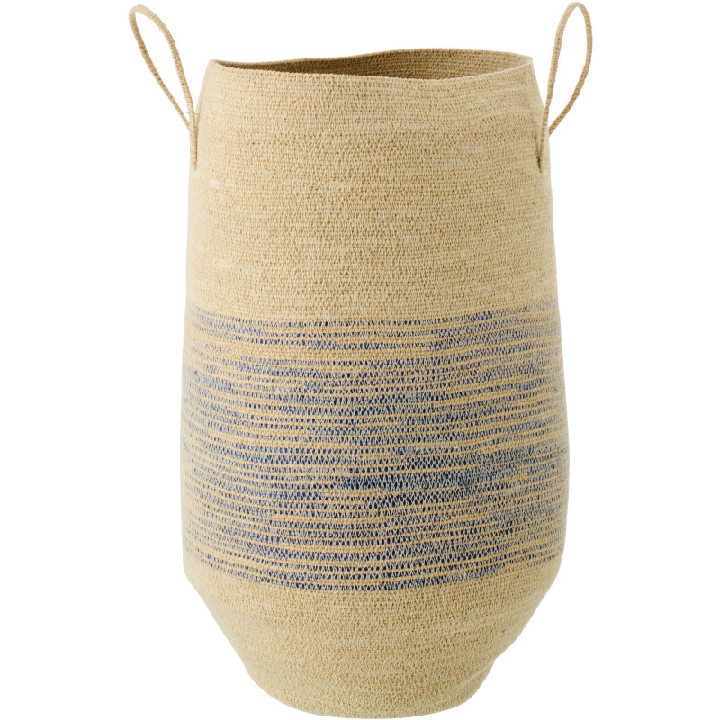 Panier haut avec anses en fibres naturelles motifs bleu H60 cm Marévia 