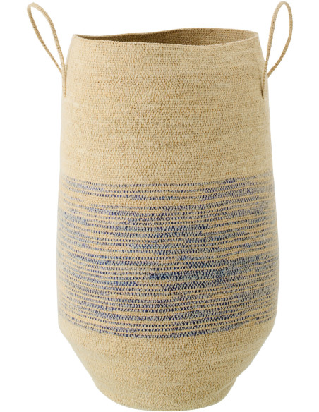 Panier haut avec anses en fibres naturelles motifs bleu H60 cm Marévia 