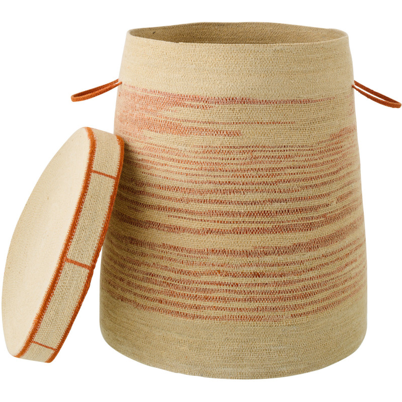 Panier avec anses et couvercle en fibres naturelles terracotta Ø51 cm Marévia 