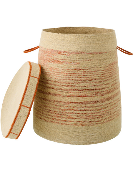 Panier avec anses et couvercle en fibres naturelles terracotta Ø51 cm Marévia 