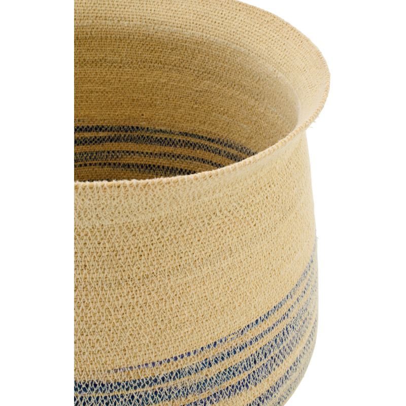 Lot de 2 paniers décoratifs en fibres naturelles motifs bleu Marévia Ø53 et Ø43 cm 