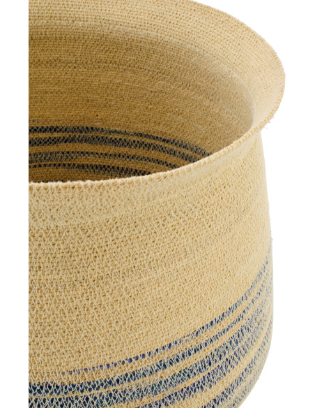 Lot de 2 paniers décoratifs en fibres naturelles motifs bleu Marévia Ø53 et Ø43 cm 