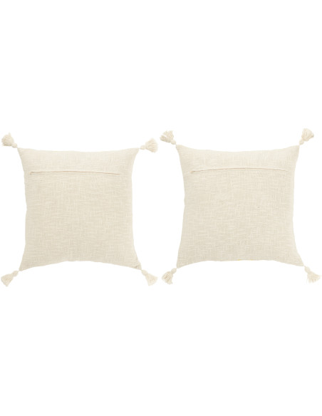 Lot de 2 coussins carrés lignes jaunes et écru 45 x 45 cm coton déhoussable Solyra 