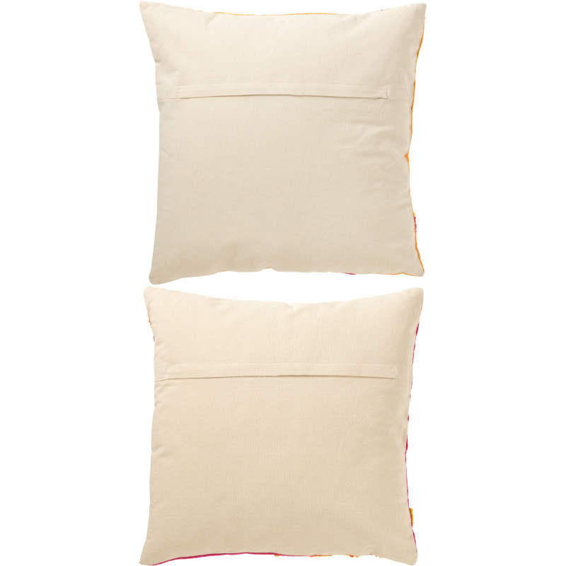 Lot de 2 coussins carrés broderie florale multicolore 50 x 50 cm coton déhoussable Soléria 