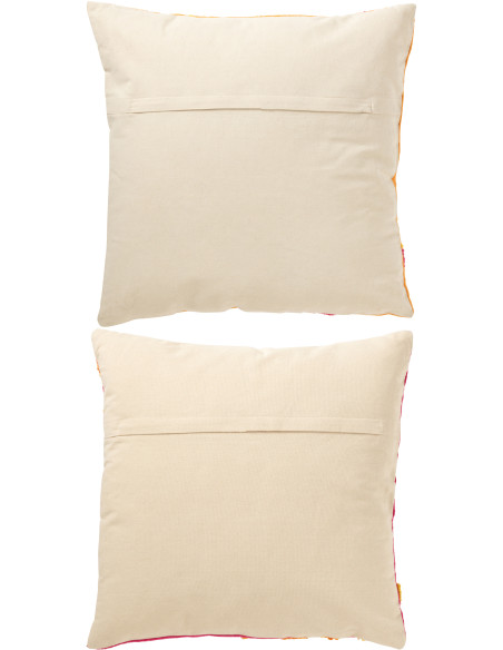 Lot de 2 coussins carrés broderie florale multicolore 50 x 50 cm coton déhoussable Soléria 