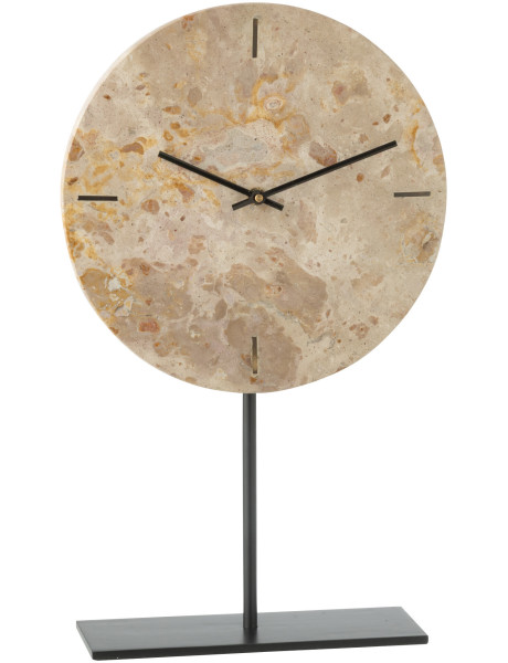 Horloge sur pied ronde marbre Ø44 cm structure métal noir Solévia 