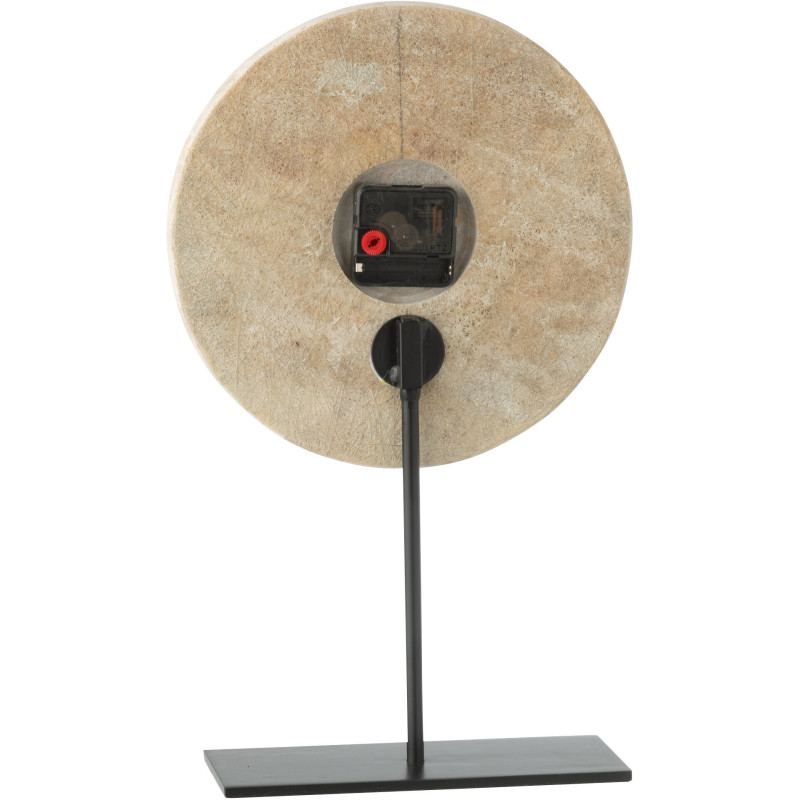 Horloge sur pied ronde marbre Ø44 cm structure métal noir Solévia 