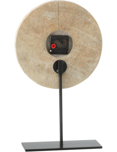 Horloge sur pied ronde marbre Ø44 cm structure métal noir Solévia 