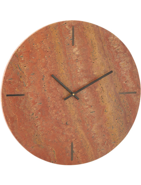 Horloge murale ronde marbre terracotta Ø41 cm design minéral Solévia 