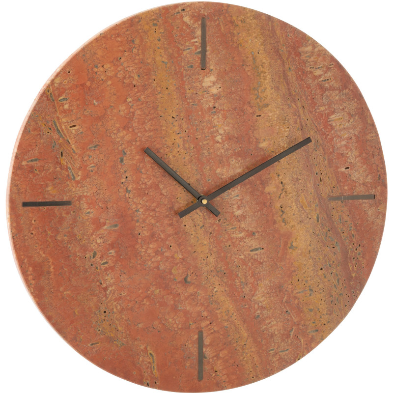 Horloge murale ronde marbre terracotta Ø41 cm design minéral Solévia 