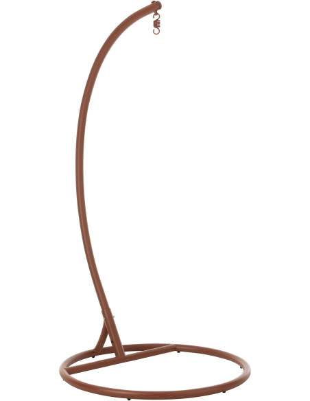 Fauteuil suspendu sur pied en acier et corde terracotta Ø100 cm coussin inclus Egga 