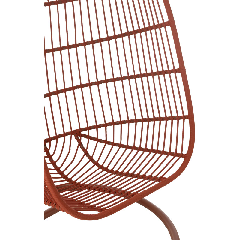 Fauteuil suspendu sur pied en acier et corde terracotta Ø100 cm coussin inclus Egga 