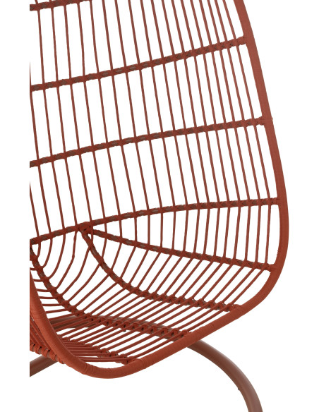 Fauteuil suspendu sur pied en acier et corde terracotta Ø100 cm coussin inclus Egga 