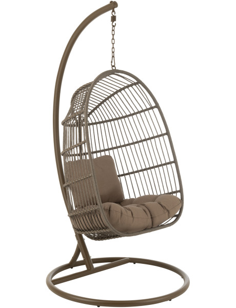 Fauteuil suspendu sur pied en acier et corde Ø100 cm coussin inclus Egga 