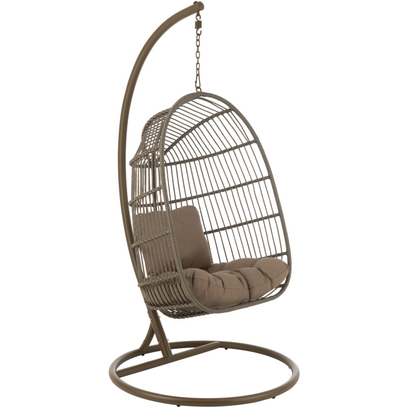 Fauteuil suspendu sur pied en acier et corde Ø100 cm coussin inclus Egga 