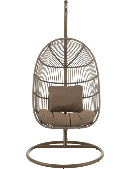 Fauteuil suspendu sur pied en acier et corde Ø100 cm coussin inclus Egga 