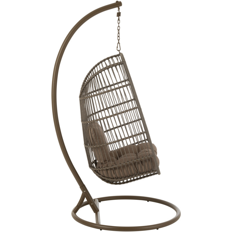 Fauteuil suspendu sur pied en acier et corde Ø100 cm coussin inclus Egga 