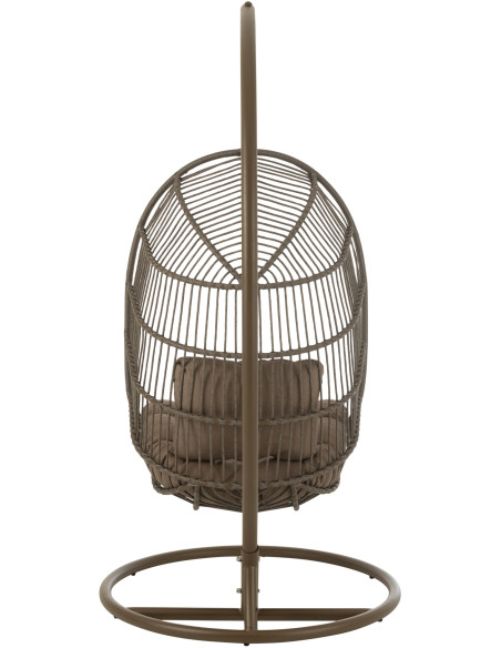 Fauteuil suspendu sur pied en acier et corde Ø100 cm coussin inclus Egga 