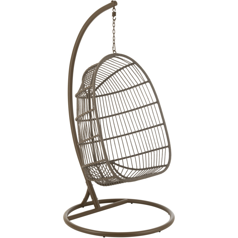 Fauteuil suspendu sur pied en acier et corde Ø100 cm coussin inclus Egga 